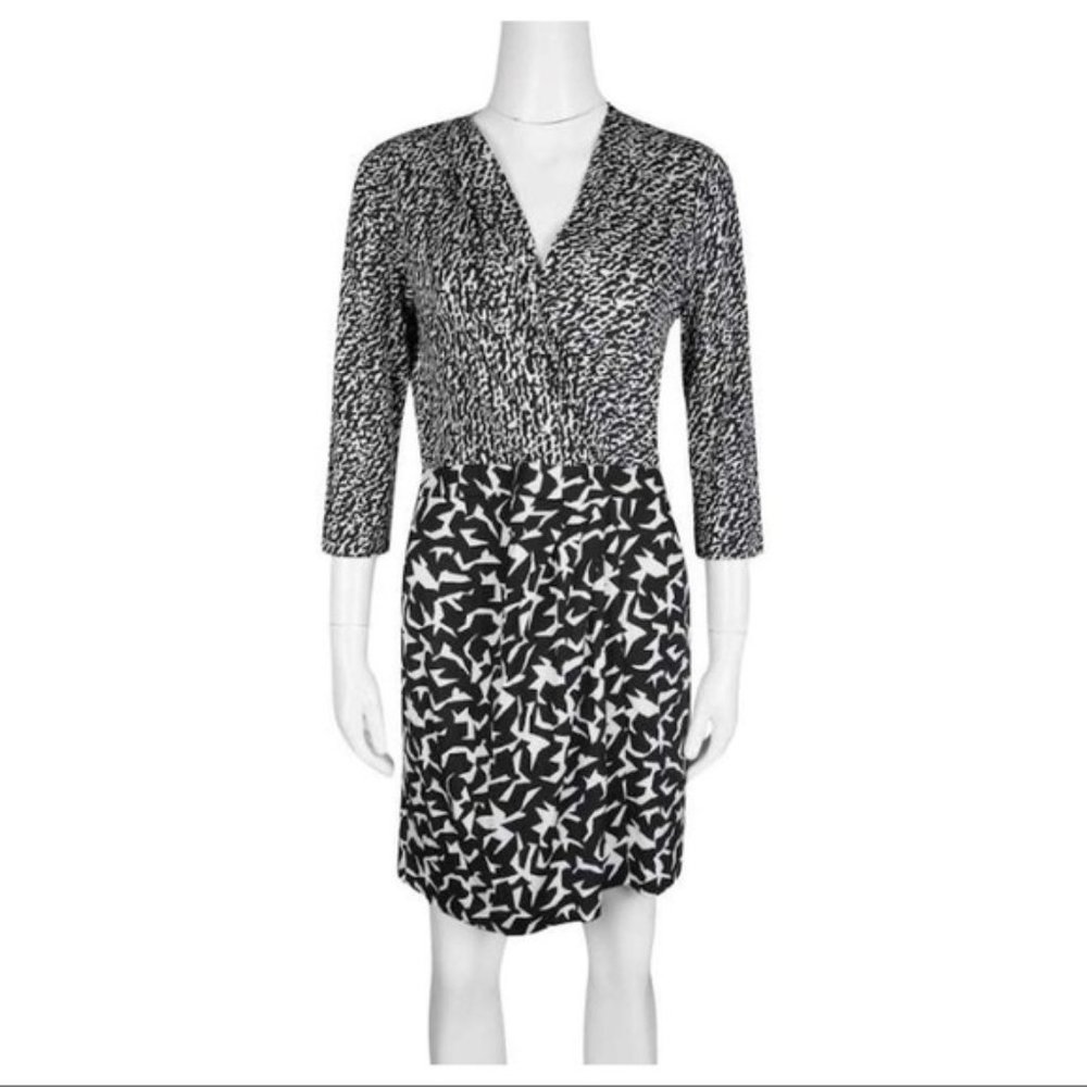 DVF Diane Von Furstenberg black and white silk dress